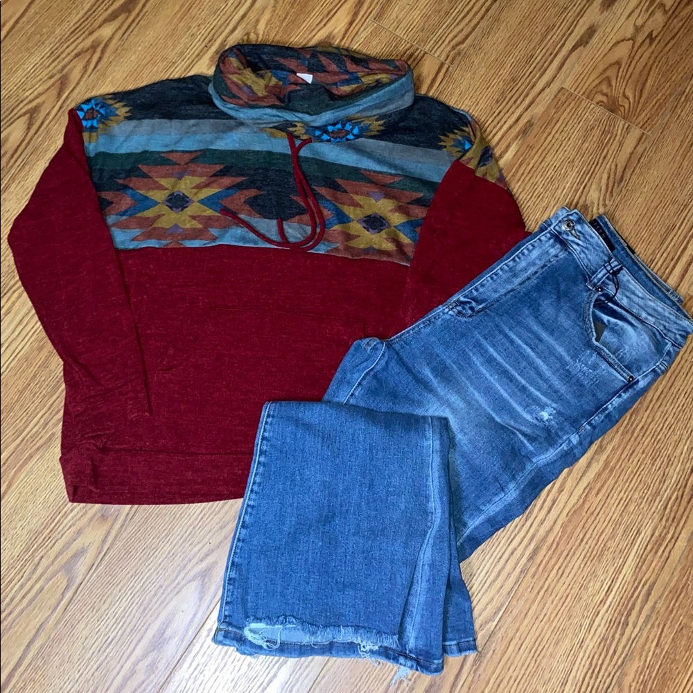 Aztec cowl sweatshirt